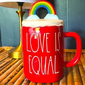 Rae Dunn Love is Equal Mug with rainbow topper NWT